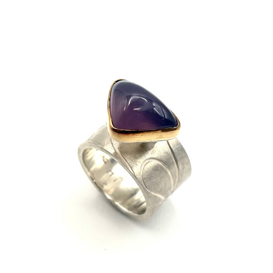 22k Gold & Sterling Silver Lavender Chalcedony Ring, JH0106, Julie Harris