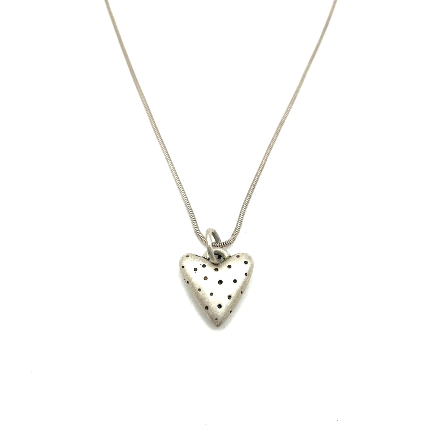 Sterling Silver Dot Heart Pendant Necklace,  SR30, Sandra Russell