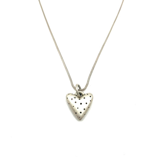 Sterling Silver Dot Heart Pendant Necklace,  SR30, Sandra Russell