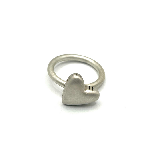 Sterling Silver Line Heart Ring, SR18, Sandra Russell