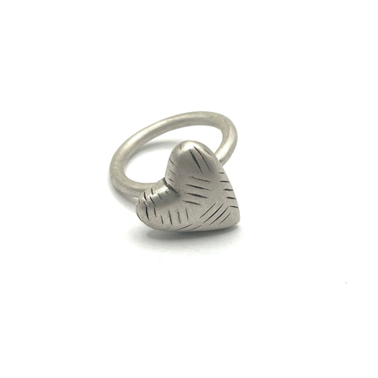 Sterling Silver Line Heart Ring, SR21, Sandra Russell