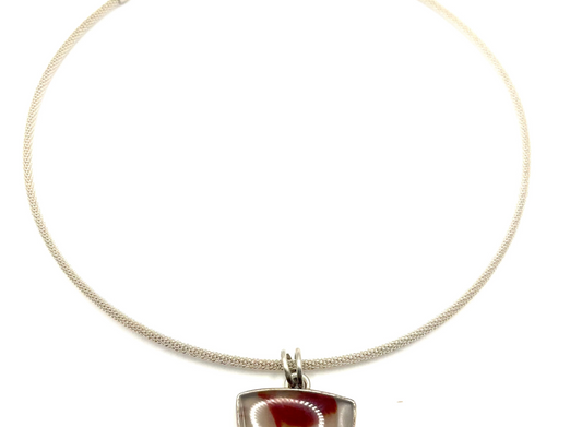 (Collar Only) Sterling Silver Apache Agate Collar, SR04, Sandra Russell