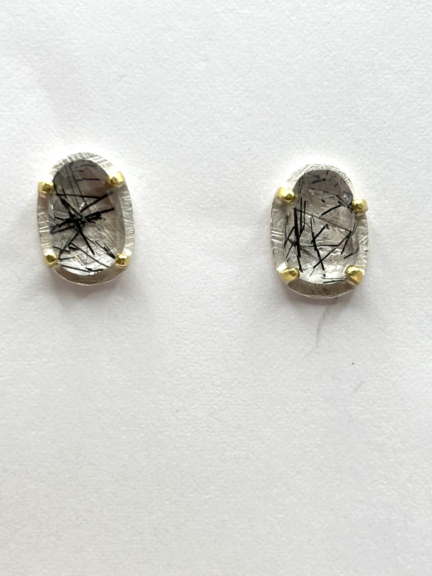 OOAK prong set post ER, ss + 18k + tourmalated quartz, HG255, Heather Guidero