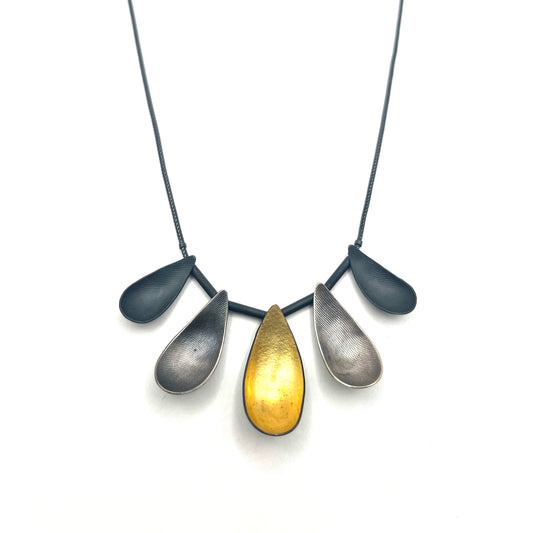Oxidized Sterling Silver & 18kt Accent Necklace on 18'' Chain, OM23-229, Owen Mclnerney