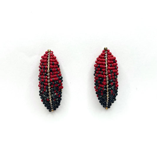 Red & Black Glass Beaded Earrings, FGE0003, Fernanda Gaspar