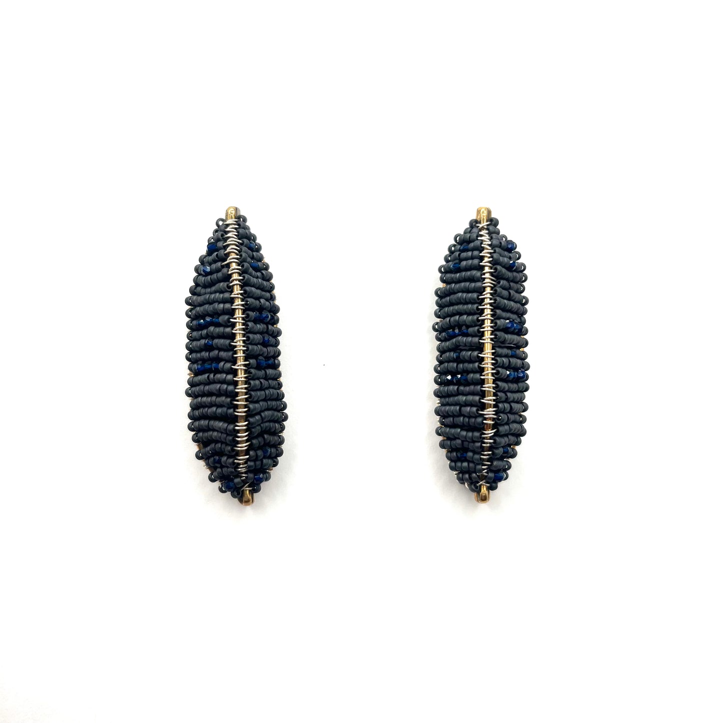 Blue Matte Earrings with Gemstones, FGE004, Fernanda Gaspar