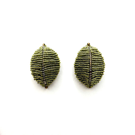 Green Glass Beaded Earrings, FGE0002, Fernanda Gaspar