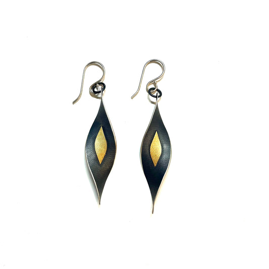 18kt Accents & Oxidized Sterling Silver Earrings, OM0-0199, Owen Mclnerney