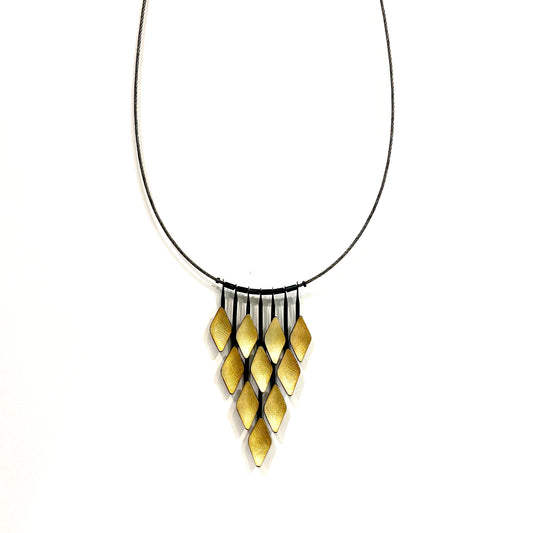 Oxidized Sterling Silver & 18kt Gold Leaf Accents Pendant Necklace, OM24-168,Owen Mclnerney