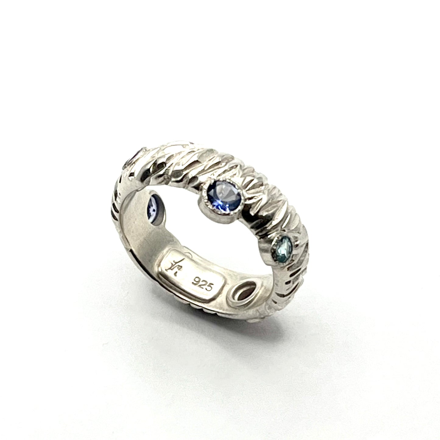 Sterling Silver Tanzanite, Rhodolite, Garnet & Zircon Satellite Ring, Size 7, LM81, Lisa Mueller