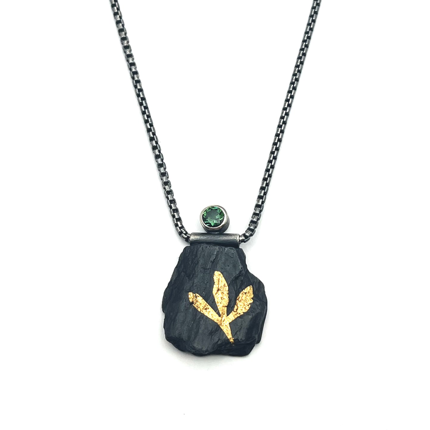 24kt & Sterling Silver Tri- Lobe Pendant Necklace with Tourmaline, LM0078, Lisa Mueller