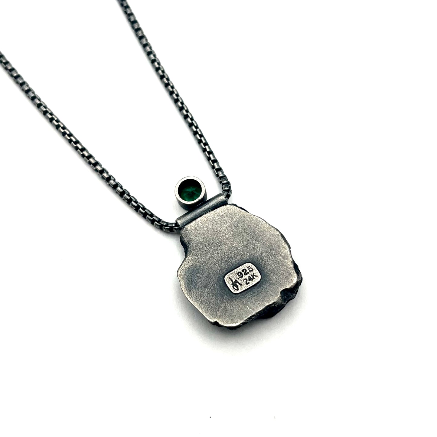 24kt & Sterling Silver Tri- Lobe Pendant Necklace with Tourmaline, LM0078, Lisa Mueller
