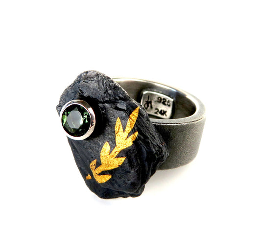 Sterling Silver Green Tourmaline Small Fern Ring, LM0069, Lisa Mueller
