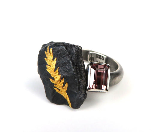 Sterling Silver Pink Tourmaline Pine Twig Ring, LM0070, Lisa Mueller