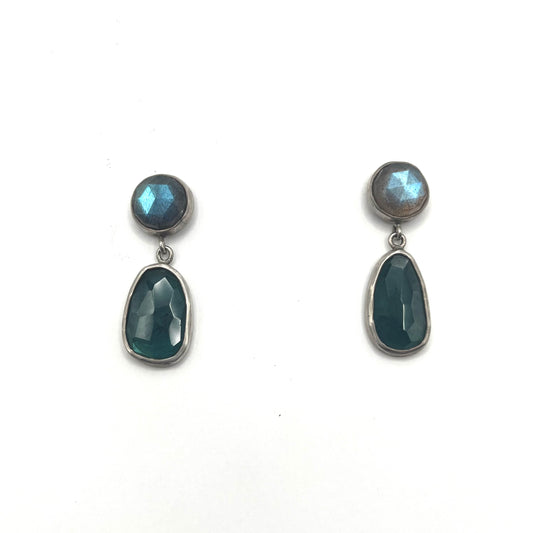 Sterling Silver Labradorite & Tourmaline Earrings, LKTBS0621, Leah Kim
