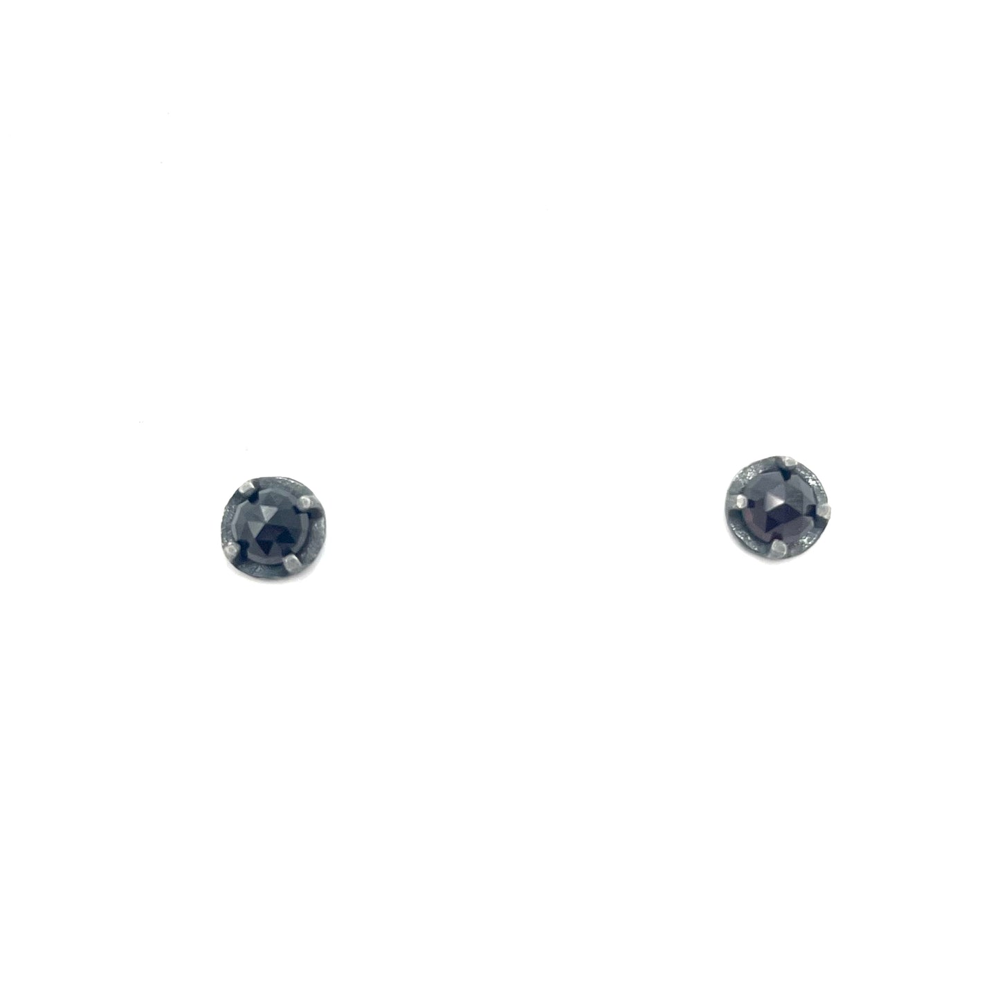 Oxidized sterling silver with garnets on posts, AM0187, Heather Guidero