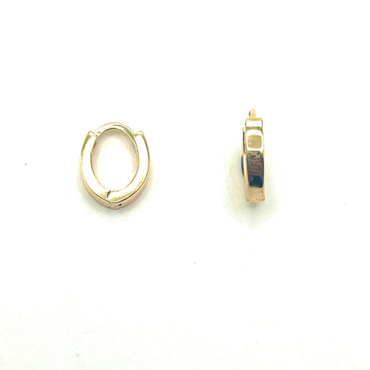 14kt Yellow Gold Small Oval Hinged Hoop Earrings, DL384, Doris Leidt