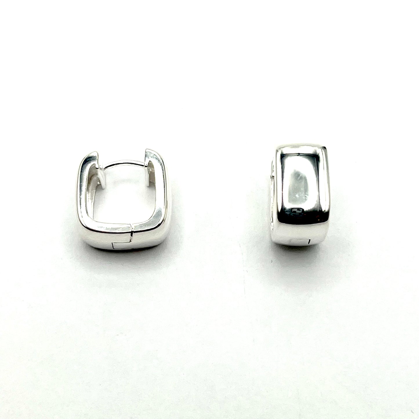 Sterling Silver Square Polished Hinged Hoop Earrings, DL740, Doris Leidt