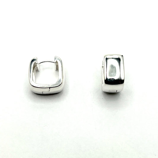Sterling Silver Square Polished Hinged Hoop Earrings, DL740, Doris Leidt