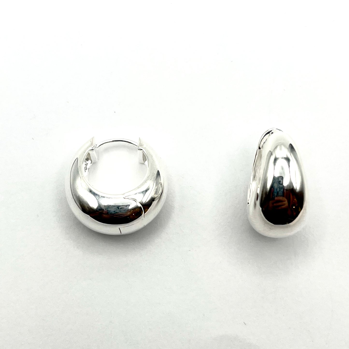 Sterling Silver Big Round fat Hinged Hoop Earrings, DL730, Doris Leidt