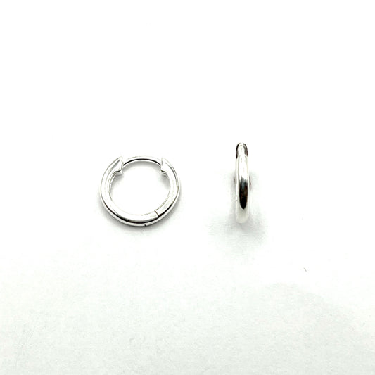 Sterling Silver Small Round Hinged Hoop Earrings, DL550, Doris Leidt