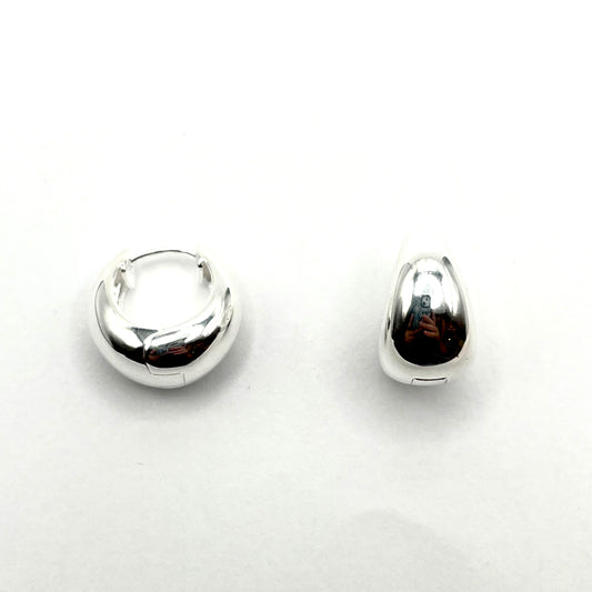 Sterling Silver Medium Round fat Hinged Hoop Earrings, DL690, Doris Leidt