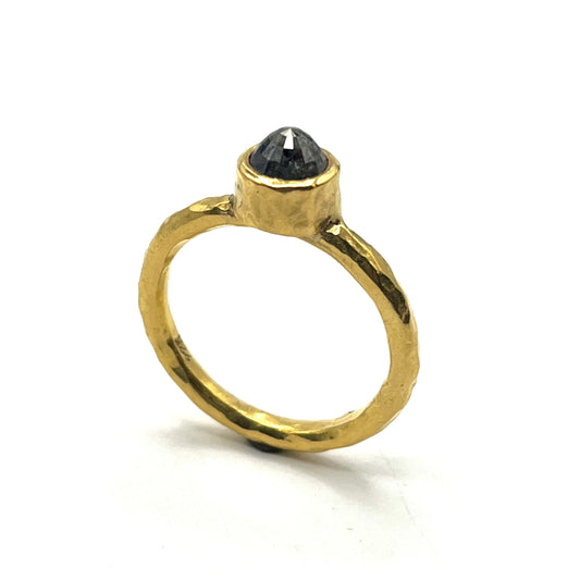 22kt Yellow Gold Rose Cut Salt and Pepper Diamond Ring Size 8, SS7055, Susan Sims