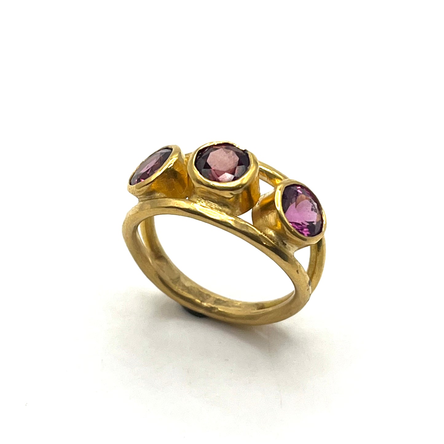 22kt Gold Bezel-Set Pink & Red Tourmaline Ring, SS7056, Susan Sims
