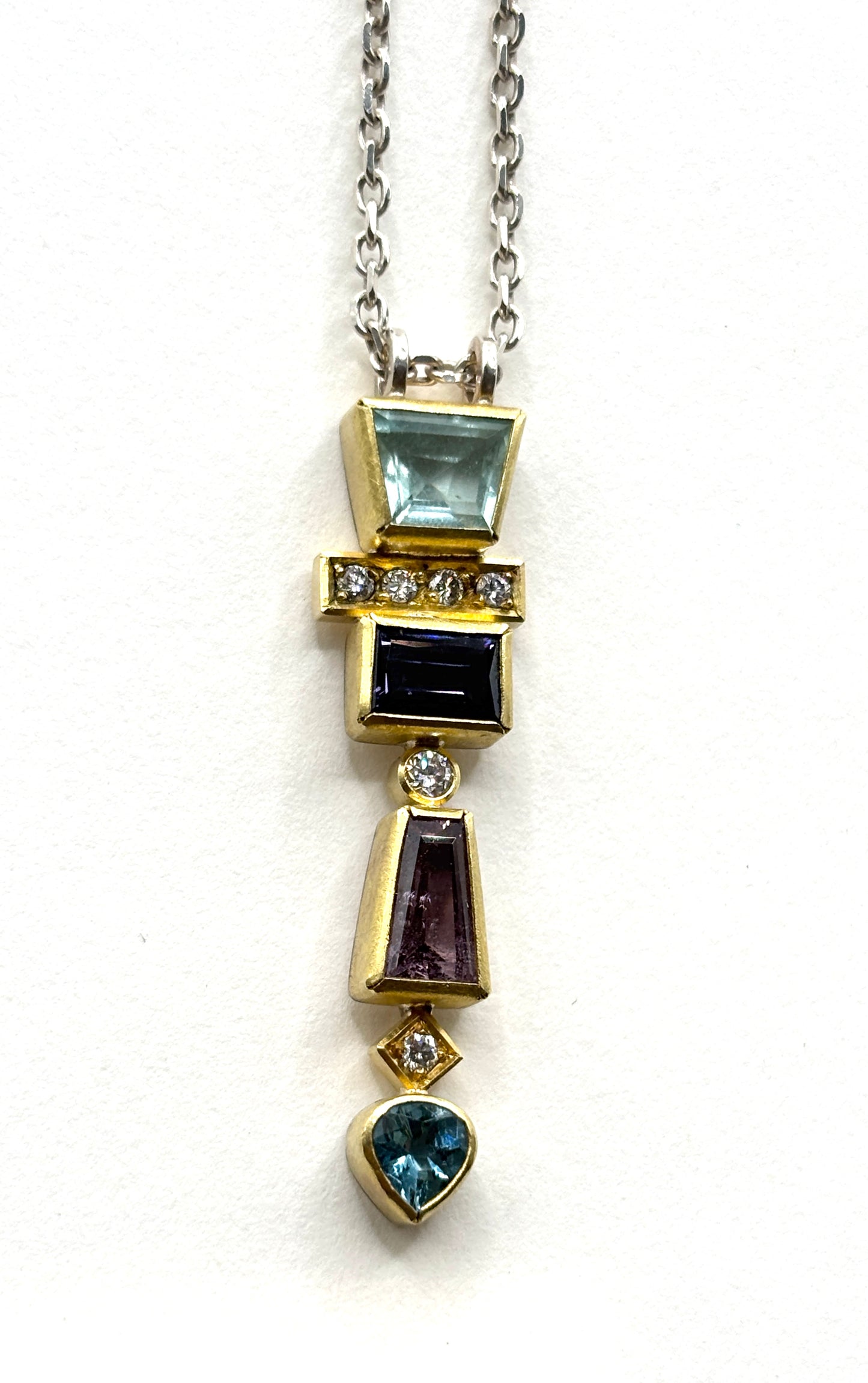 22Kt Gold and 18kt gold Totem  with Aqua, Spinel,a nd diamond