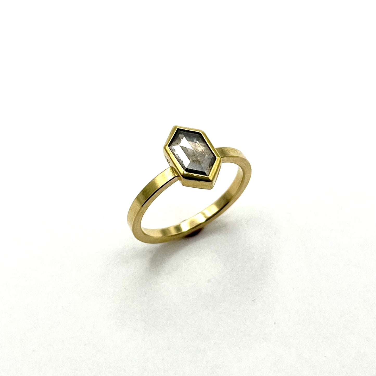 22k & 18k Gold Grey Diamond Hexagon Ring – 0.82ct, SW26220, Sam Woehrmann