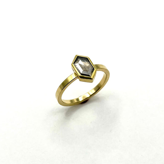 22k & 18k Gold Grey Diamond Hexagon Ring – 0.82ct, SW26220, Sam Woehrmann