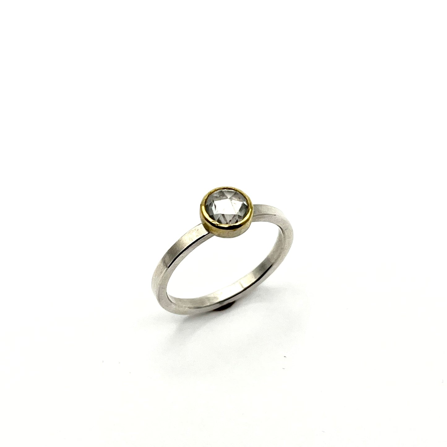 22k Gold & Sterling Silver Diamond Round Rose Cut Ring, SW26237, Sam Woehrmann
