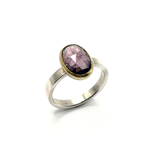 22k Gold & Sterling Silver Purple Spinel Oval Rose Cut Ring, SW26246,  Sam Woehrmann