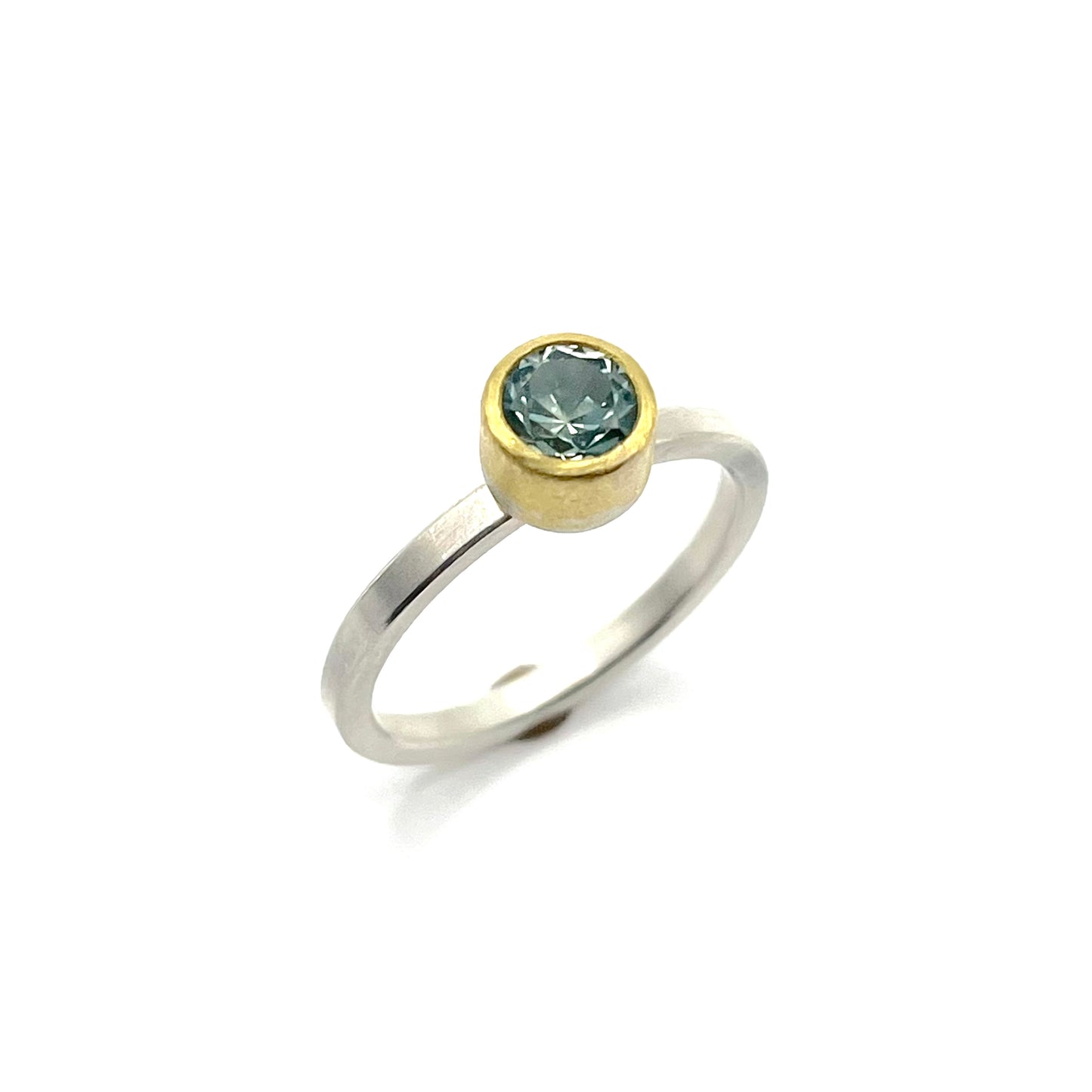 22k Gold & Sterling Silver Montana Sapphire Round Ring – 0.85ct, SW26238, Sam Woehrmann
