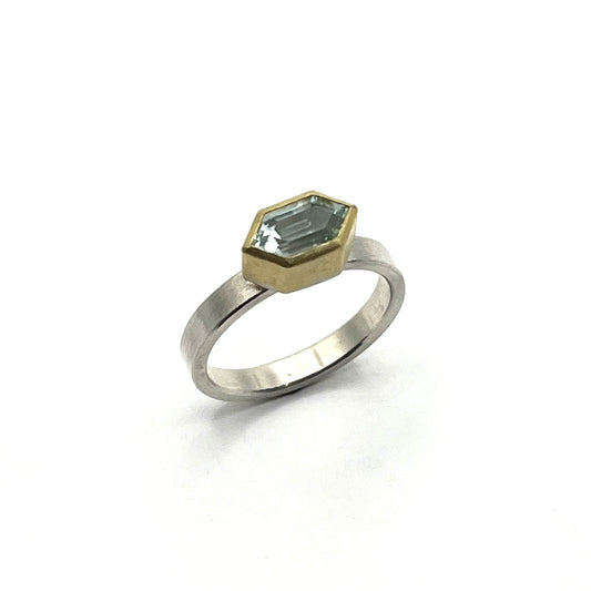 Aqua Hexagon East-West Ring, SW26242, Sam Woehrmann