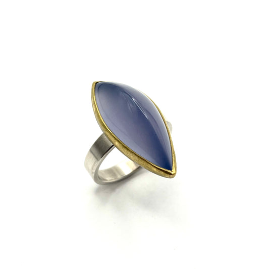22k Gold & Sterling Silver Blue Chalcedony Ring, SW26231, Sam Woehrmann