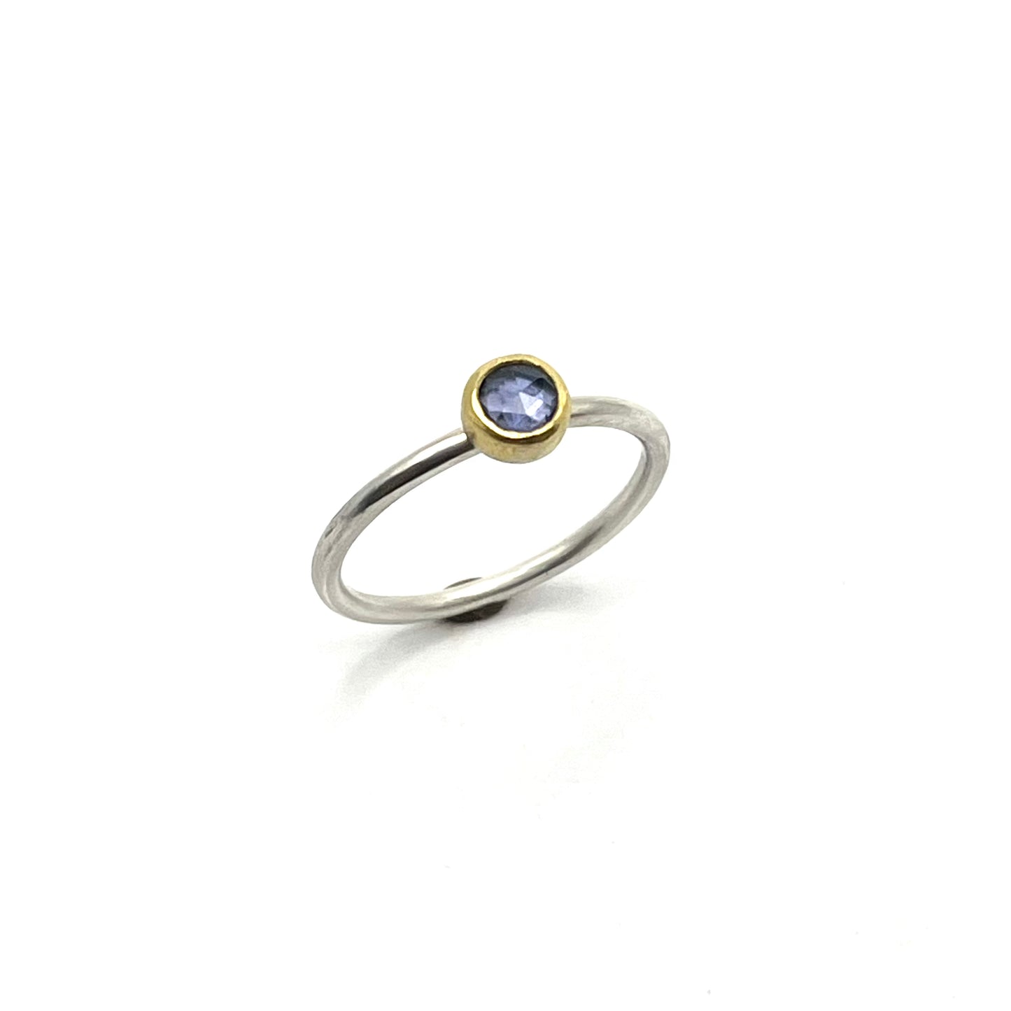 22k Gold & Sterling Silver Sapphire Round Rose Cut Ring – 0.40ct, SW26239,  Sam Woehrmann