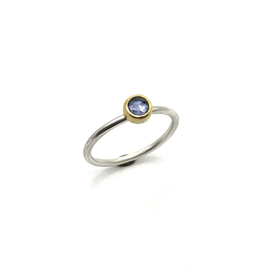 22k Gold & Sterling Silver Sapphire Round Rose Cut Ring – 0.40ct, SW26239,  Sam Woehrmann