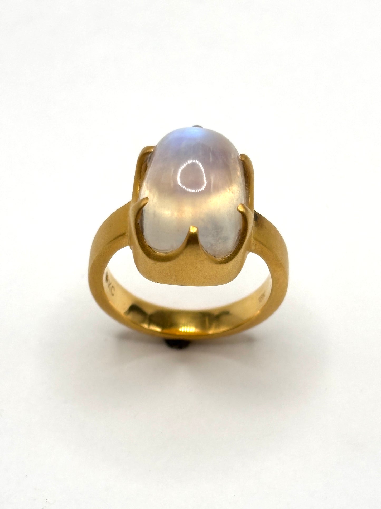 18kt. Matte finish yellow gold Claw Setting Moonstone Ring KWS26302