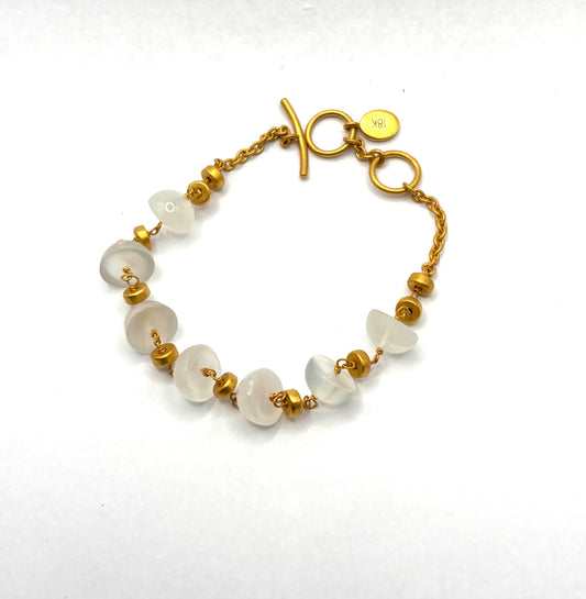 18kt Yellow Gold Moonstone Chain Bracelet 15.00.ctw KWS26309