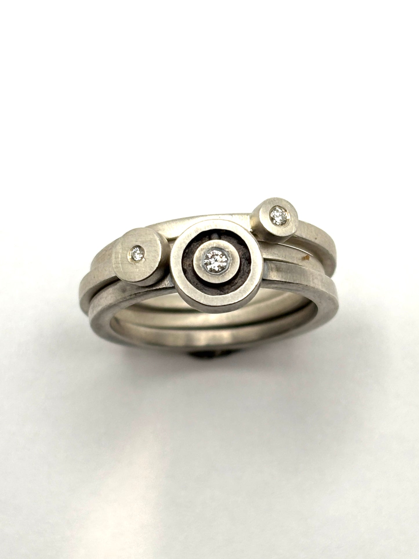 Sterling Silver Stacking Rings with Lab Diamonds EB265