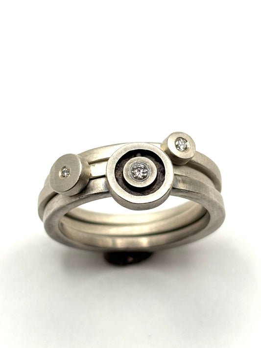 Sterling Silver Stacking Rings with Lab Diamonds EB265