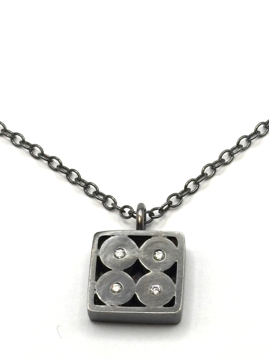 Sterling Silver 4 Lab Diamond Necklace EB261