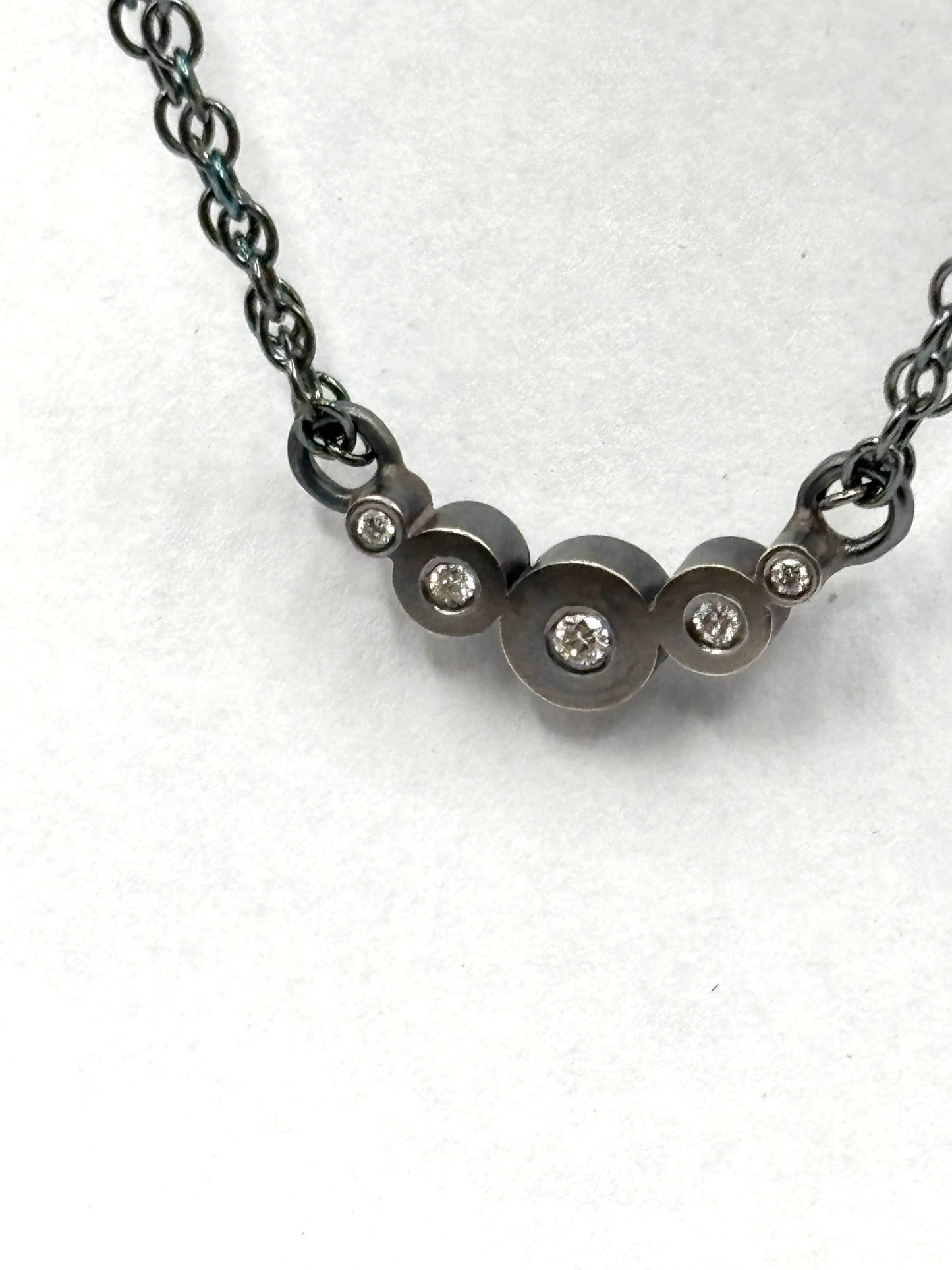 Sterling Silver Small Arc Necklace with Lab. Diamonds