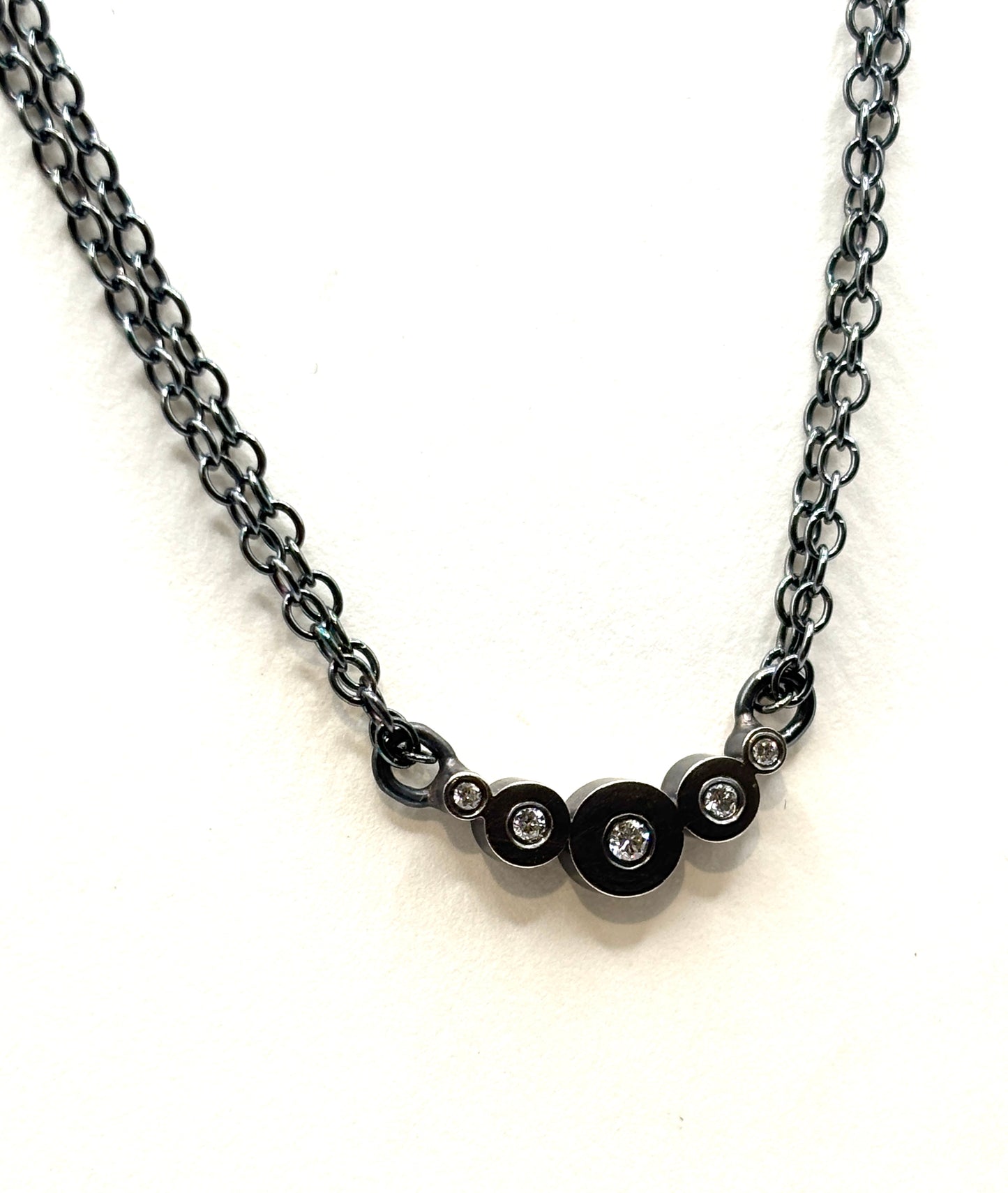 Sterling Silver Small Arc Necklace with Lab. Diamonds