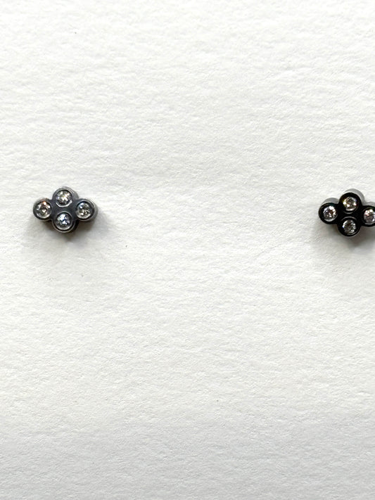 Sterling. sliver Square Earrings with Lab Diamonds. EB265