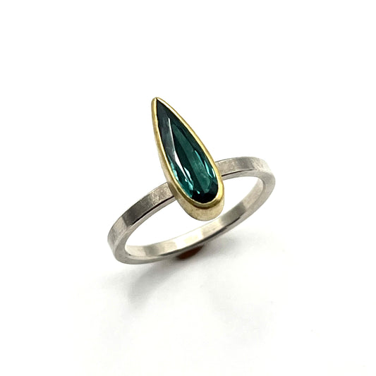22kt Gold & Sterling Silver Tourmaline Drop Ring, SW26241, Sam Woehrmann