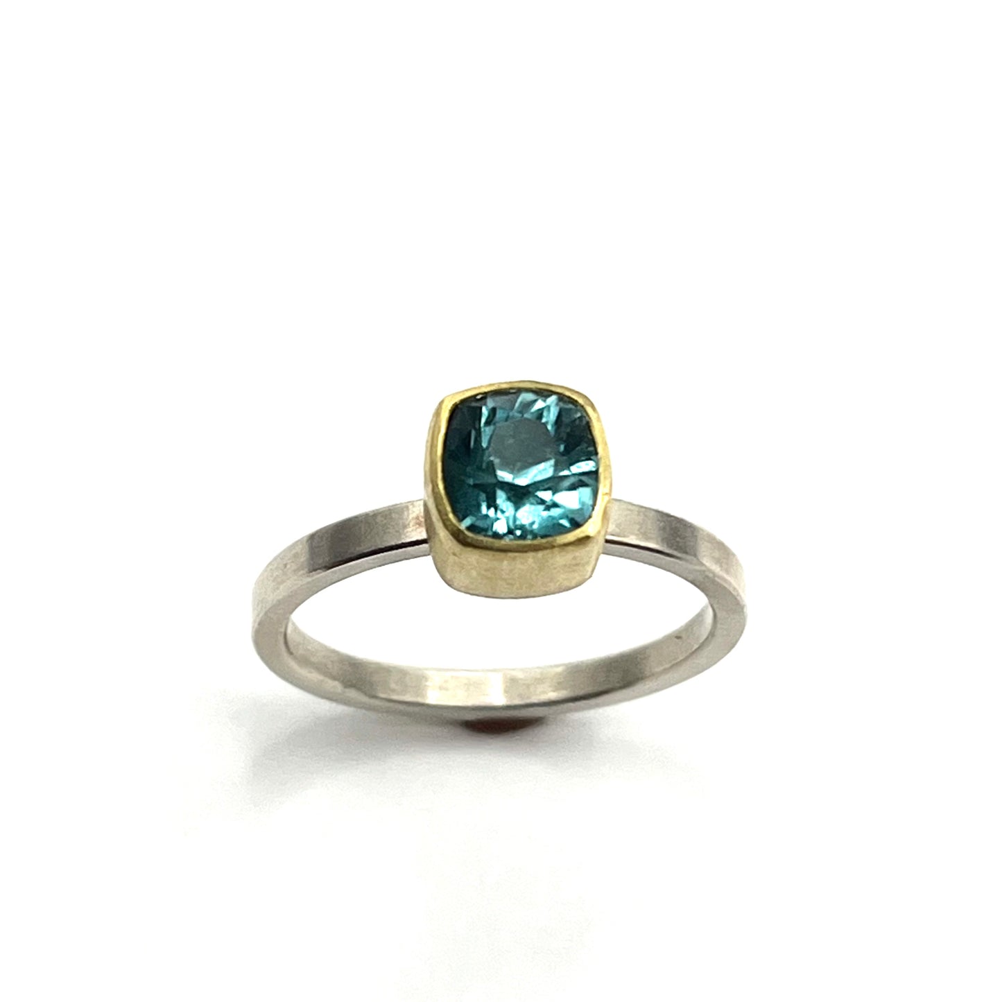 22kt Gold & Sterling Silver Blue Tourmaline Cushion Ring, SW26240, Sam Woehrmann