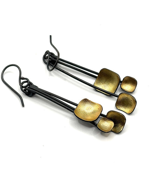 Oxridized Sterling Silver & 18 kt. Gold Accents Earrings OM26-094, OWEN MCLNERNEY