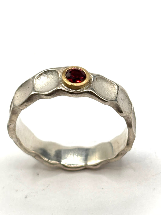 Sterling Silver, 14 kt. Red Sapphire Ring OM26-084, OWEN MCLNERNEY